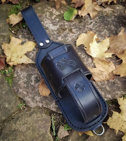 BIKER, LEATHER BEER HOLSTER KOOZIE