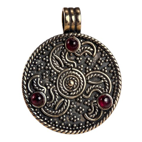 ANGLO-SAXON PENDANT, EAGLE HEADS, ENGLAND, BRONZE