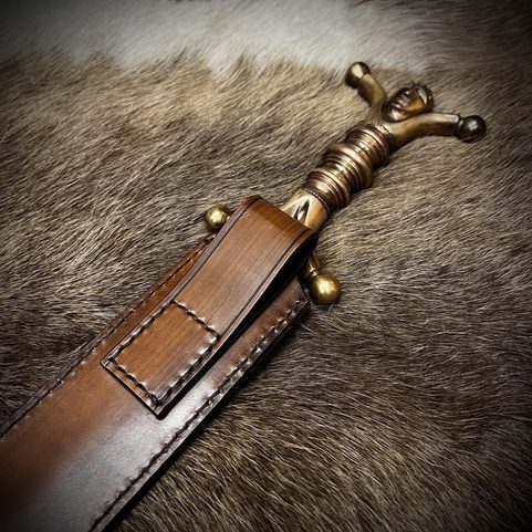 LEATHER SCABBARD FOR THE SWORD FIONN HAND CARVED