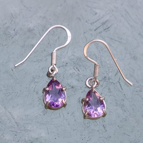 SINOPE SILVER EARRINGS, AMETHYST