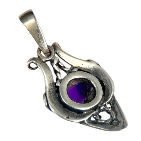 AMALIE, ART NOUVEAU JEWELLERY, SILVER PENDANT WITH AMETHYST, AG 925