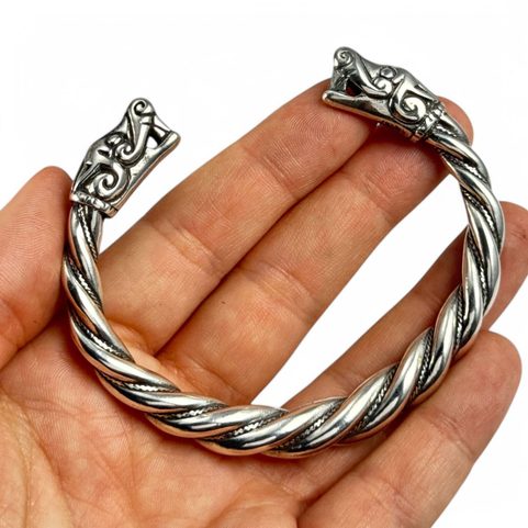 VIKING WOLF BRACELET FROM BURG, GOTLAND, SILVER 925, 63 G