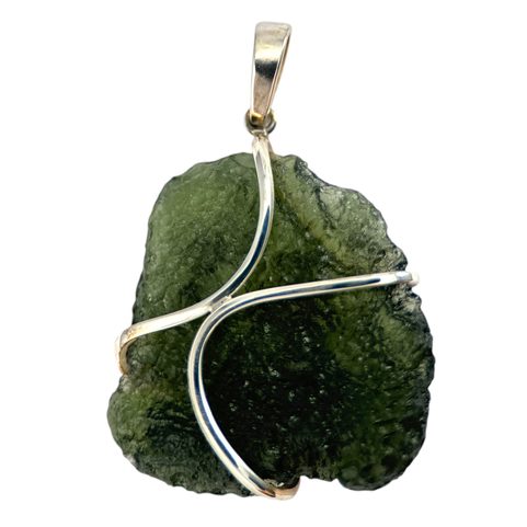 OBERUS, PENDENTIF EN ARGENT, MOLDAVITE  AG 925