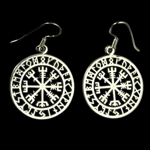 VEGVISIR, ICELANDIC RUNE EARRINGS, SILVER