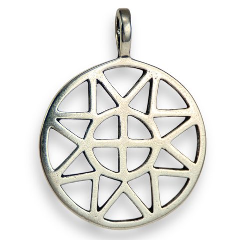 SUN AND CROSS, SMALL, SILVER PENDANT