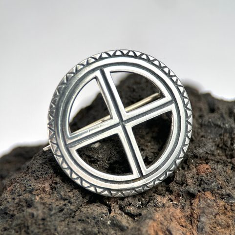 SUN CROSS, SILVER BROOCH