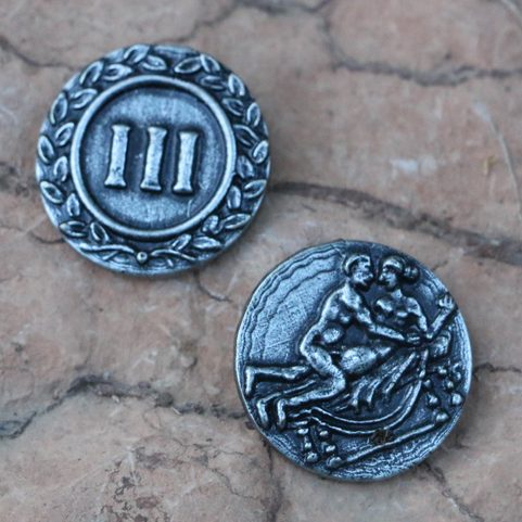 SPINTRIAE, MONNAIE ÉROTIQUE 7 PIÈCES ET PORTE-MONNAIE - POMPÉI, ZINC