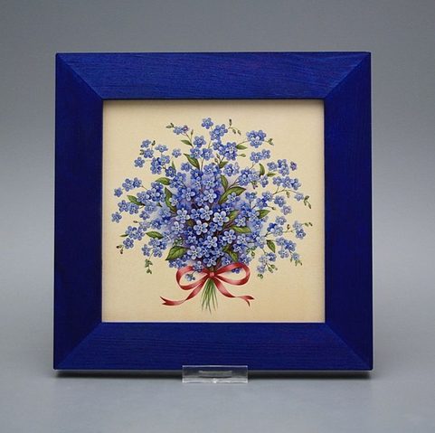 VERGISSMEINNICHT, KERAMIK BILD 20X20CM