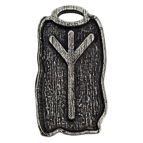 ALGIZ - AMULETTE RUNIQUE ZINC ARGENT ANTIQUE