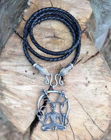 CERNUNNOS, TIN SNAKE HEADS AND PENDANT + LEATHER BOLO