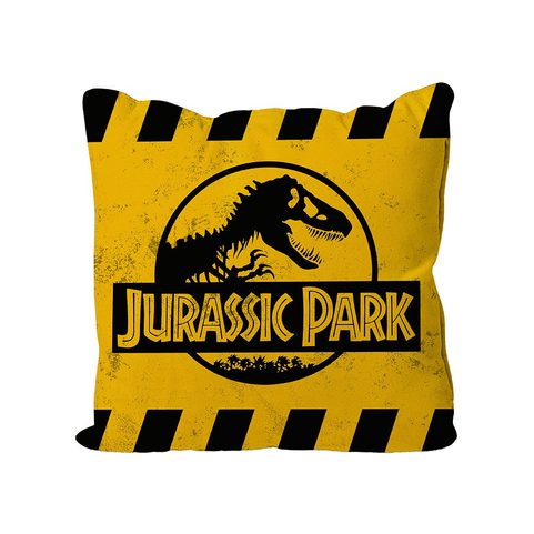 JURASSIC PARK CUSHION CAUTION YELLOW LOGO 40 X 40 CM