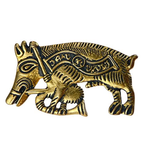 COCHON CORNEMUSEUR - BROCHE MÉDIÉVALE EN BRONZE