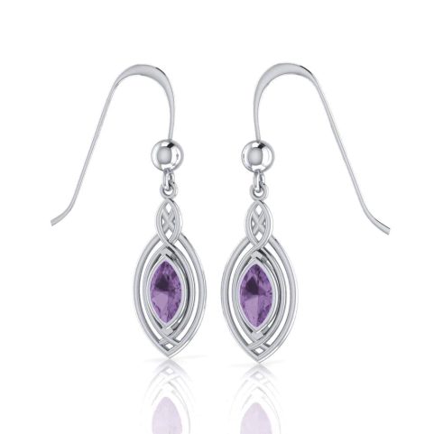 SILVER AMETHYST EARRINGS, AG 925