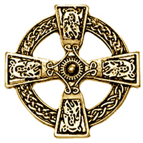 CELTIC CROSS, DOUBLE SIDED GOLD PLATED PENDANT