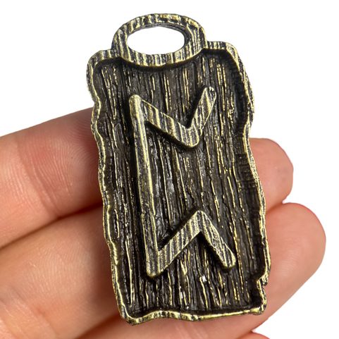 PERTHRO - TALISMAN RUNIQUE, ZINC VIEUX LAITON