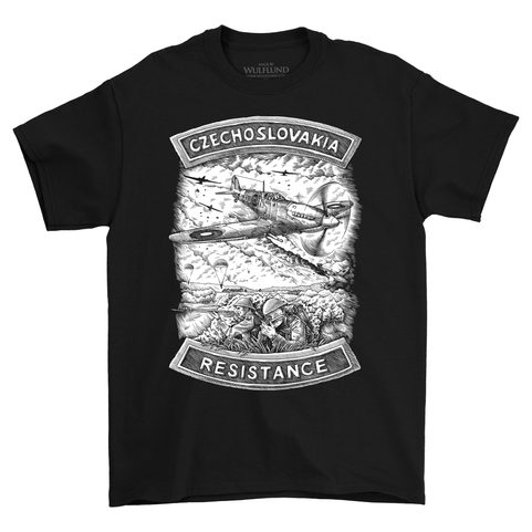CZECHOSLOVAKIA, WWII RESISTANCE T-SHIRT, BLACK