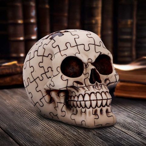 PUZZLED - SKULL, DECORATION 11.7CM