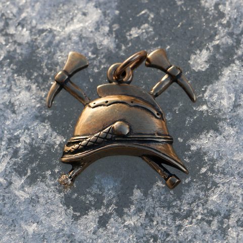 OLD FIRE HELMET - BRONZE PENDANT
