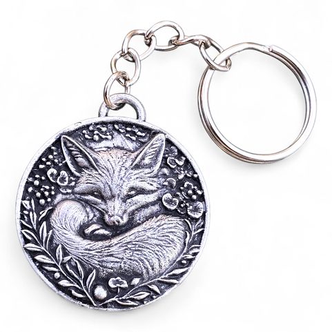 SLEEPING FOX, KEYCHAIN, ZINC