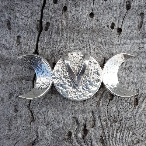 THREE MOON, PENDANT, STERLING SILVER AND JASPER