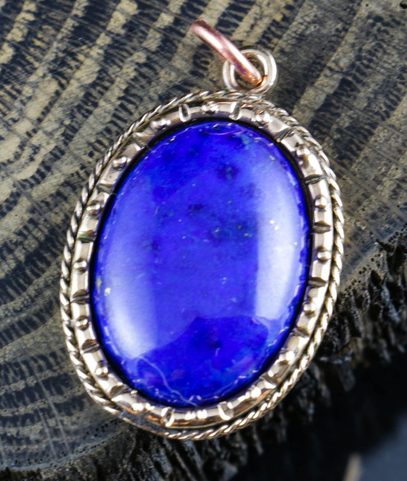 LAPIS LAZULI, LARGE, BRONZE, PENDANT