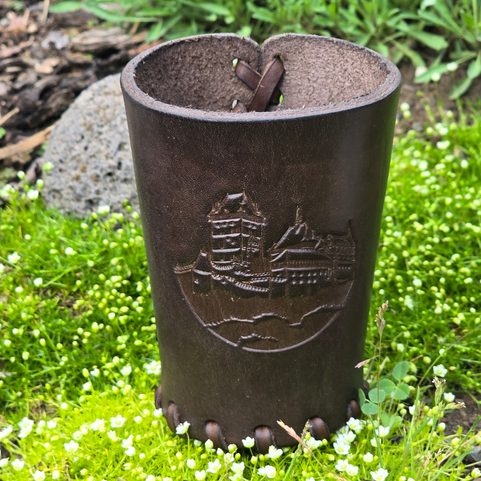 LEATHER CUP FOR DICE BROWN