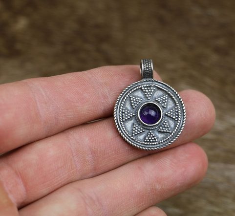 LADOGA, WIKINGERSCHMUCK, ANHÄNGER, SILBER 925 AMETHYST