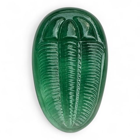 GLASS PAPERWEIGHT TRILOBITE, GREEN