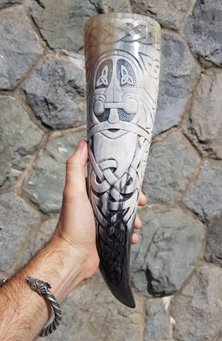 ODIN, LUXURY ENGRAVED DRINKING HORN