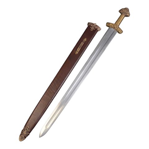 ÉPÉE VIKING, DYBÄCK, SUÈDE, AVEC FOURREAU EN CUIR
