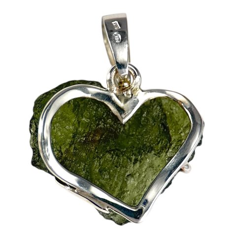 HEART, PENDANT - MOLDAVITE, SILVER 925/1000