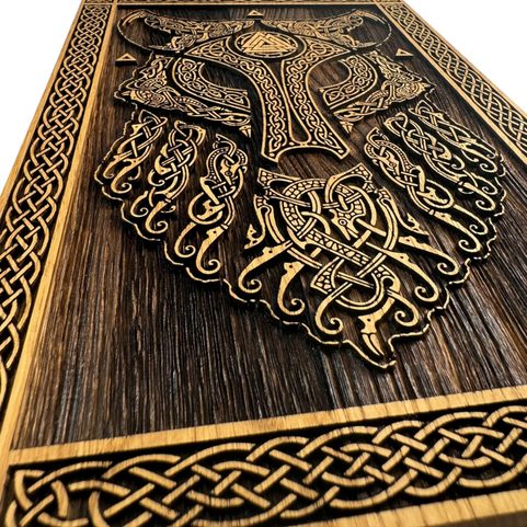 WOLF- VIKING, WOODEN WALL PICTURE 21X30CM
