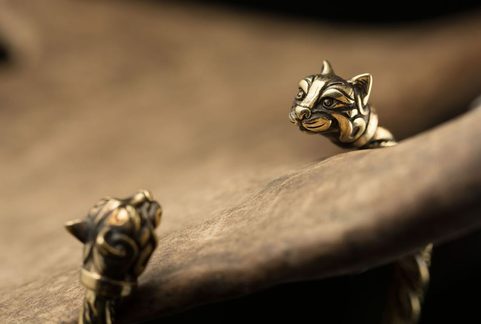 CAITLIN, CELTIC CAT, BRACELET, BRASS