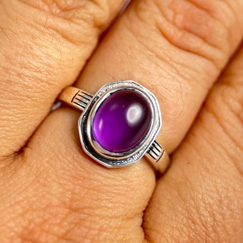 MEDIEVAL SILVER RING, AMETHYST, AG 925/1000