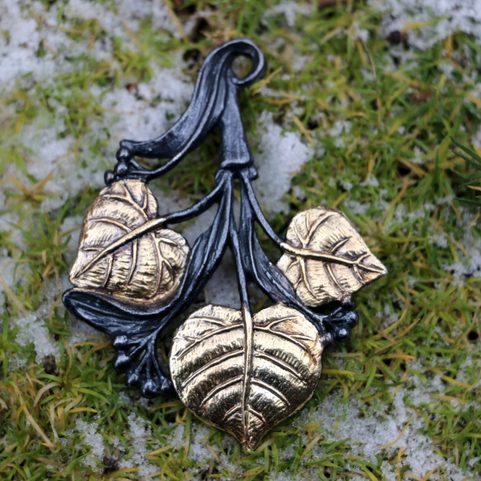 SLAV LINDEN LEAF, PENDANT, SILVER 925, 10 G GOLD-PLATED
