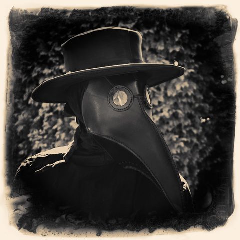 PLAGUE DOCTOR, LEATHER MASK AND HAT