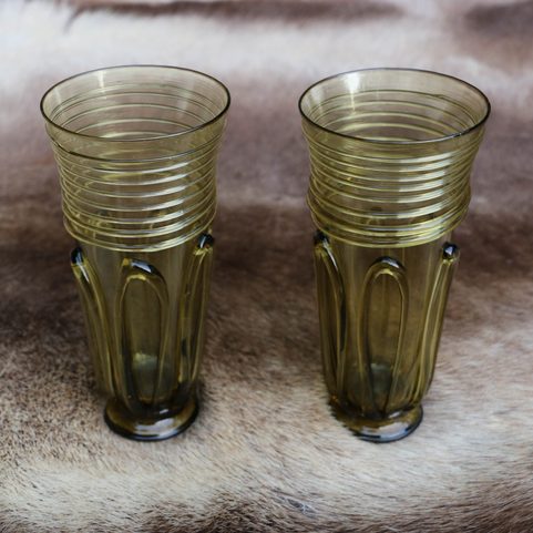 BIRKA, SET OF 2 VIKING GOBLETS, FOREST GLASS