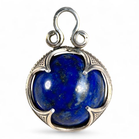 LAPIS LAZULI VIKING BALL PENDANT, GOTLAND, SILVER