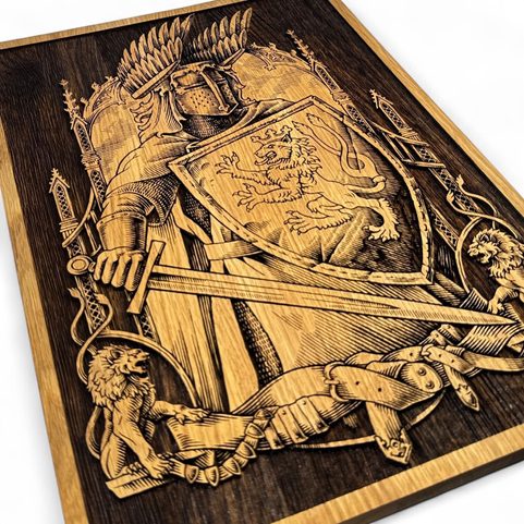 KING PREMYSL OTAKAR II OF BOHEMIA, WOOD 32X44 CM