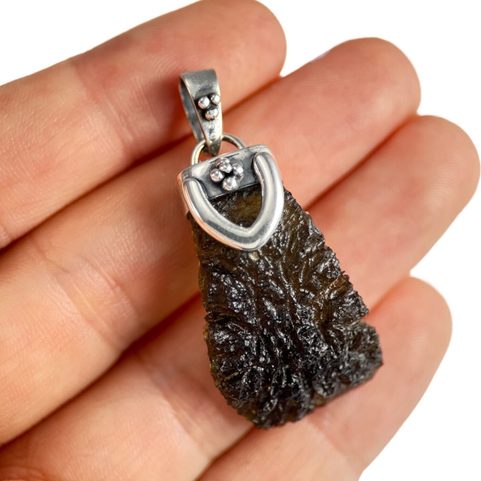 MORAVIA, MOLDAVITE PENDANT, SILVER 925/1000