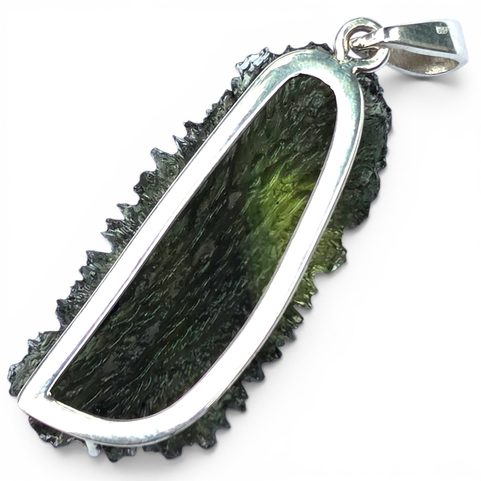 PENDENTIF EN ARGENT AVEC MOLDAVITE NATURELLE, AG 925