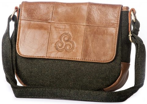 LEATHER FLAP HANDBAG, WOOL & LEATHER