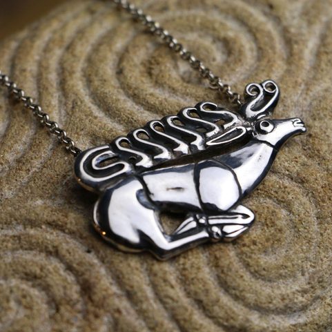 SCYTHIAN STAG - NECKLACE, STERLING SILVER