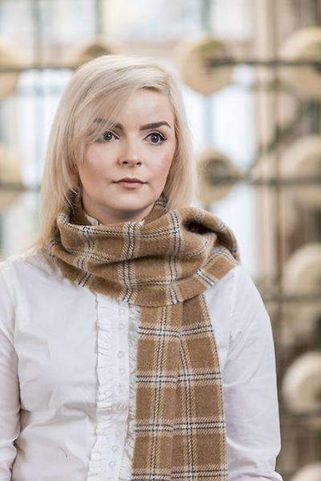 CAMEL CHECK SCARF, LAMBSWOOL