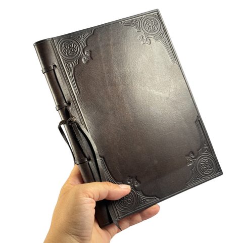 GOTHIC, LEATHER NOTEBOOK, LINED, BROWN