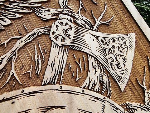 HUGINN AND MUNINN WALL DECORATION 30X40 WOOD