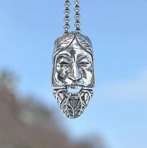 GREEN MAN, HERR DES WALDES UND DES KREISLAUFS DES LEBENS, ANHÄNGER, SILBER 925