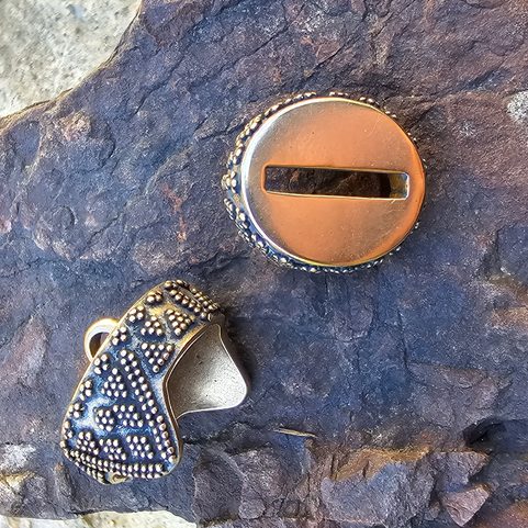 HANDLE END FOR KNIFE, VIKING FITTING, BRONZE