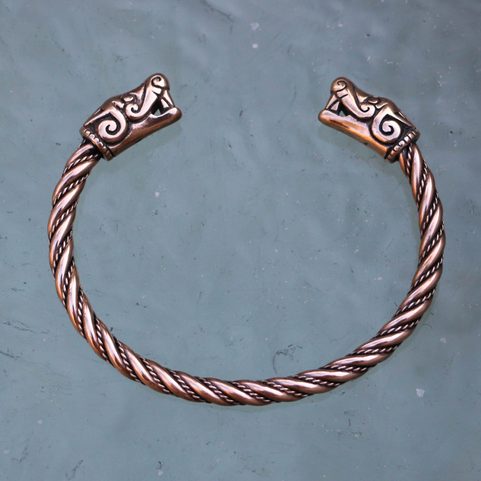 VIKING WOLF, BRACELET FROM BURG, SWEDEN, BRONZE