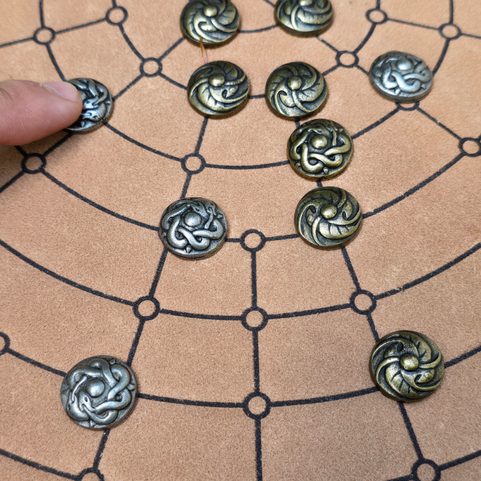 27 + 27 + 1 PLAYING STONES FOR FIDCHELL CELTIC BOARD GAME, ERIN VERSION